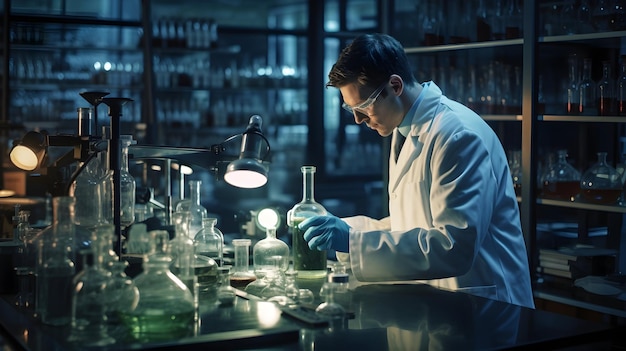 Ein Chemiker führt Experimente in einem Labor durch