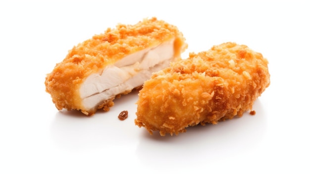 Ein Chicken Nugget mit angebissenem Stück