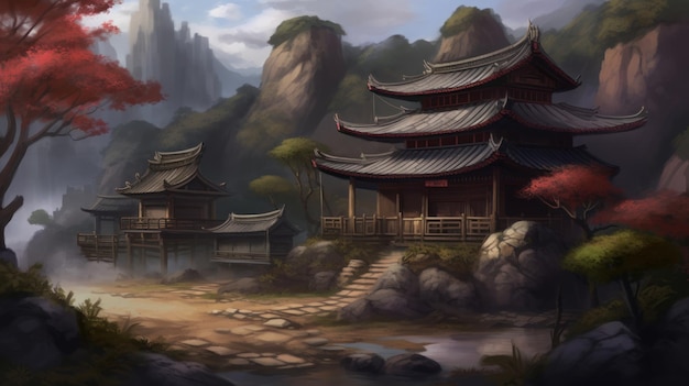 Ein chinesischer Tempel in den Bergen
