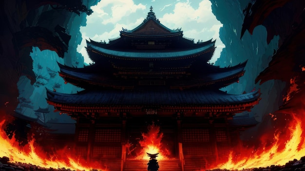 Ein chinesischer Tempel in der Nacht