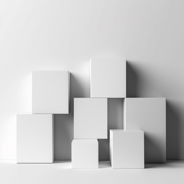 Foto ein close-up einer gruppe weißer kästchen auf einer weißen oberfläche generative ai