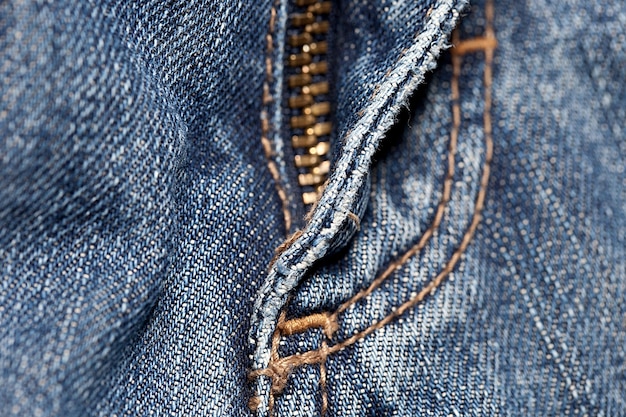 Ein close-up einer jeanshose mit Reißverschluss. Erstellt im Studio mit einer 5D mark III.