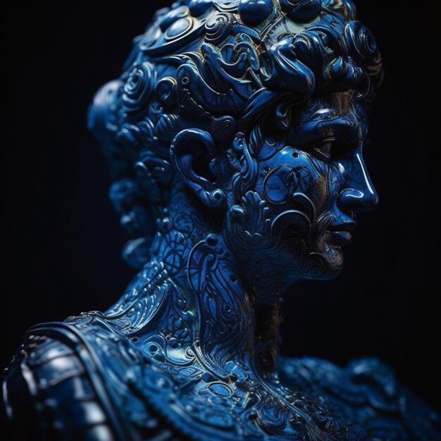 Foto ein close-up einer statue einer frau mit einem blauen körper