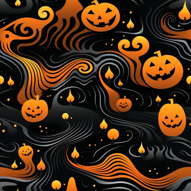 ein Close-up eines Halloween-Hintergrunds mit Kürbissen und Geister generative ai