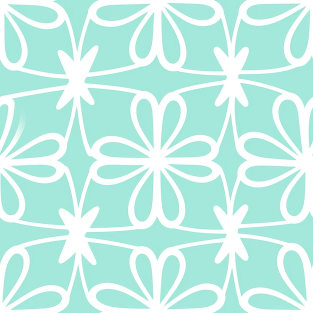 Ein Close-up eines Muster aus weißen Blumen auf einem blauen Hintergrund