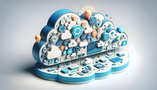 Ein Cloudscape mit digitalen Elementen repräsentiert Innovation in cl