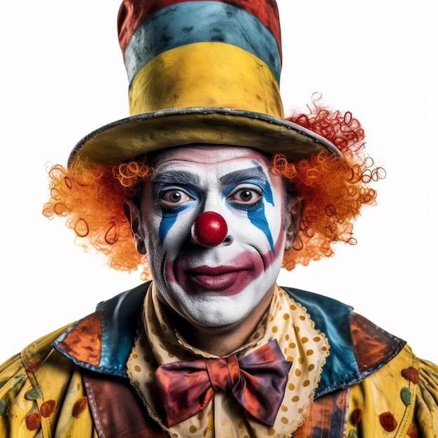 Ein Clown mit roten Haaren und einer Mütze mit der Aufschrift „Zirkus“.