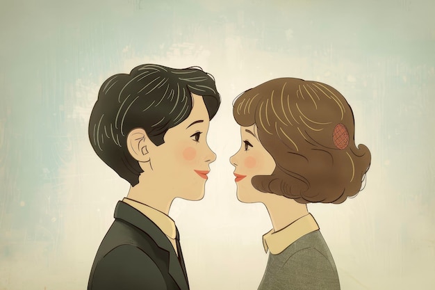 Ein Comic über einen Jungen und ein Mädchen, die sich verlieben und heiraten.