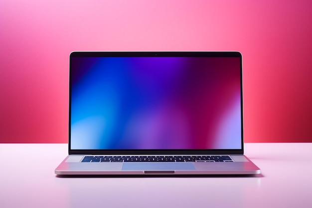 Foto ein computerbildschirm mit blauem und rosa hintergrund