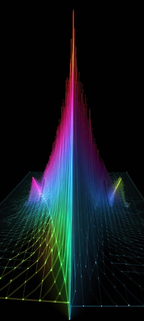 Ein Computerbildschirm zeigt ein buntes Lichtspiel