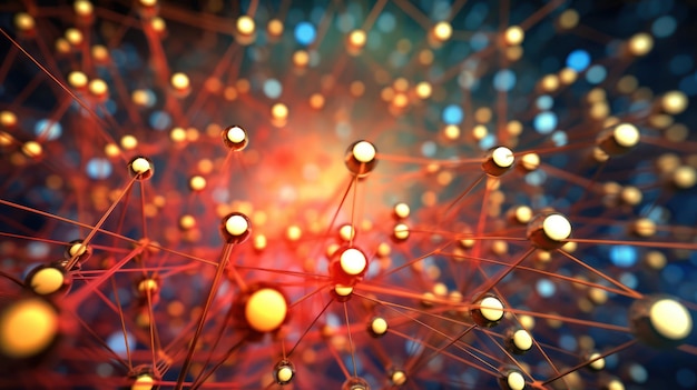 Ein computergeneriertes Bild eines Netzwerks gelber Kugeln.