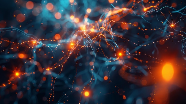 Ein computergeneriertes Bild eines Netzwerks von leuchtenden Linien Das Bild ist eine Darstellung der Inter