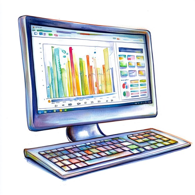 ein Computermonitor mit einer Grafik, die die Zeit von 9:15 zeigt