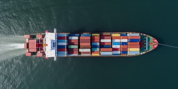 Ein Containerschiff im Ozean