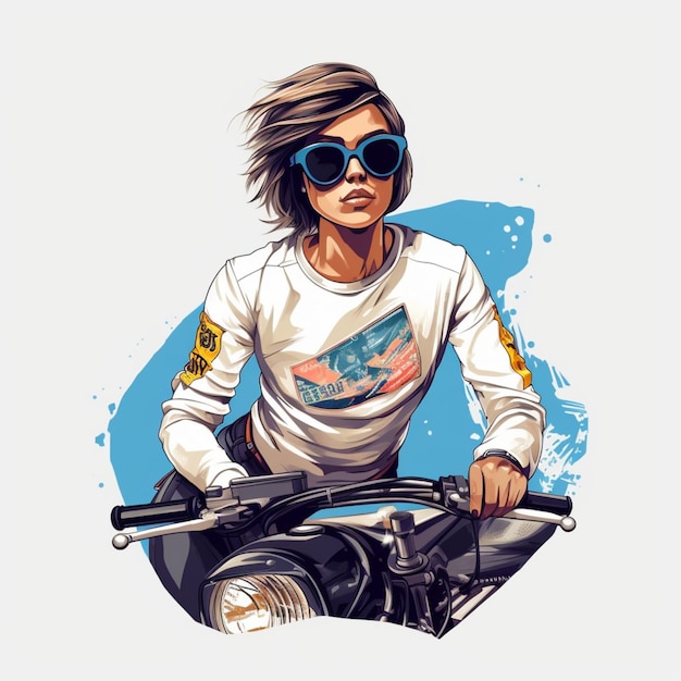 Ein cooles Mädchen auf einem Motorrad