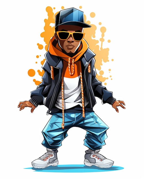 Foto ein cooles vektordesign für hip-hop-cartoonfiguren