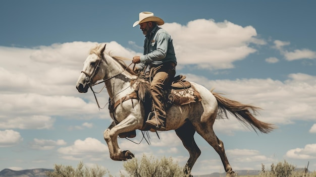 Ein Cowboy reitet auf einem Pferd, das von KI generiert wurde.