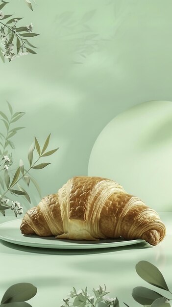 ein Croissant mit Blumen im Hintergrund