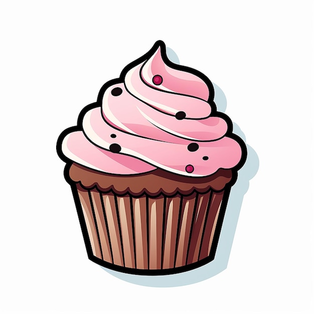 Foto ein cupcake-aufkleber auf weißem hintergrund