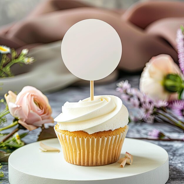 Foto ein cupcake mit einem weißen stern drauf