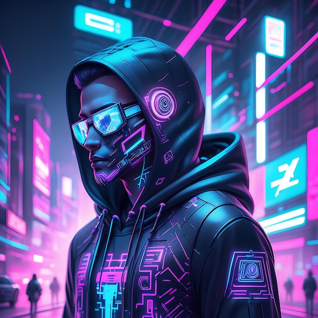 Foto ein cyberpunk-junge