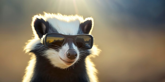 Ein Dachs mit Sonnenbrille ist an einem sonnigen Tag