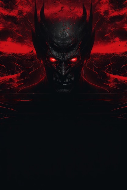 Ein Dämon mit rotem Hintergrund