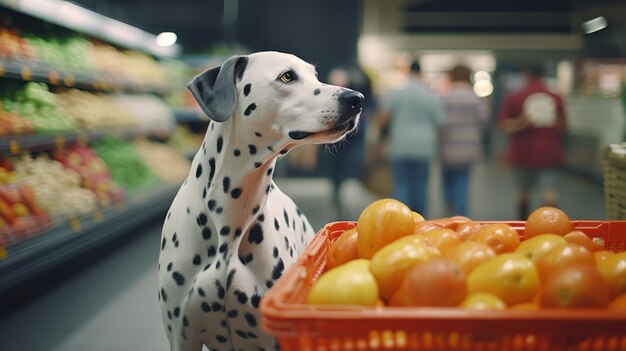 Ein dalmatinischer Hund in einem Laden