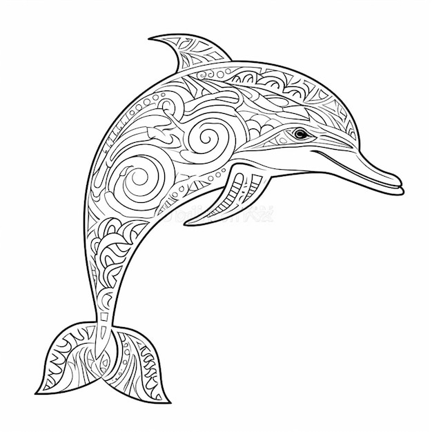 Foto ein delphin mit einem muster auf seinem körper und einem langen schwanz, der eine künstliche intelligenz erzeugt