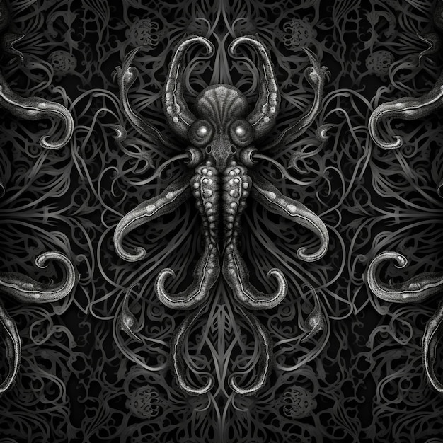 Foto ein design mit einem design, auf dem oktopus steht.