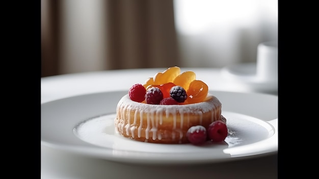 Ein Dessert mit Obst obendrauf