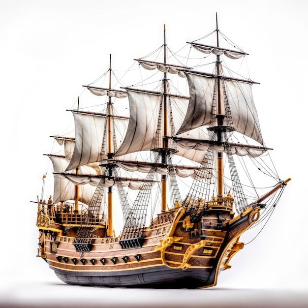 Ein detailliertes Modell eines klassischen Piratenschiffs