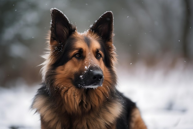 Ein deutscher Schäferhund im Schnee