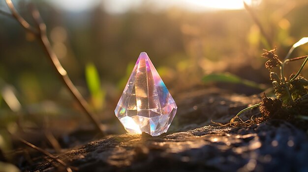 Ein Diamant sitzt auf einem Baumstumpf in der Sonne