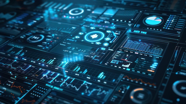 ein digitaler Bildschirm mit den Worten "Finanzdaten"