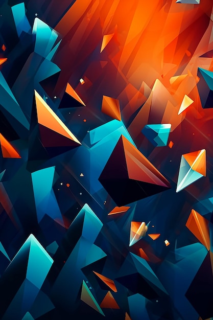 Ein digitaler Kunstdruck mit einem blauen und orangen geometrischen Design