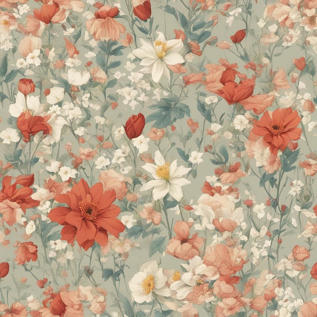 Ein digitaler Kunsthintergrund mit nahtlosem Blumenmuster