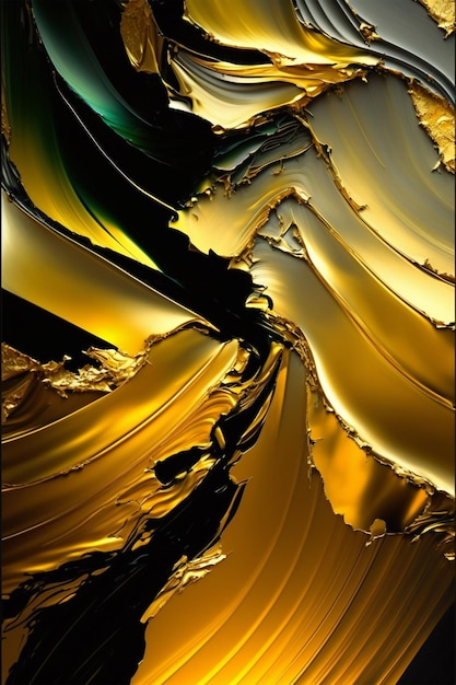Ein digitales Bild eines Berges mit grünem und goldenem Hintergrund.