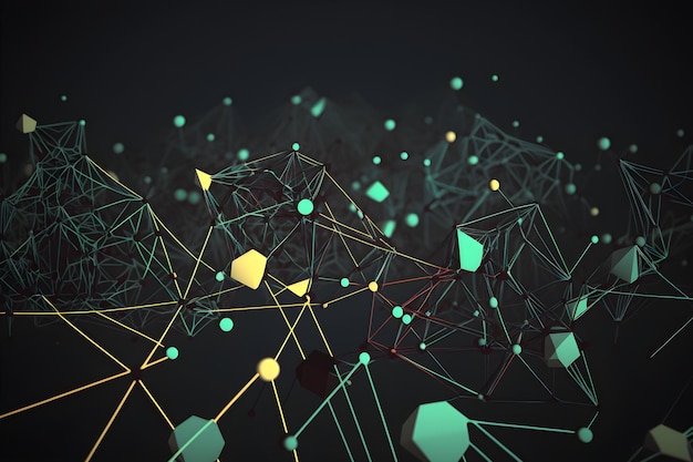 Ein digitales Bild eines Netzwerks aus gelben und grünen Linien
