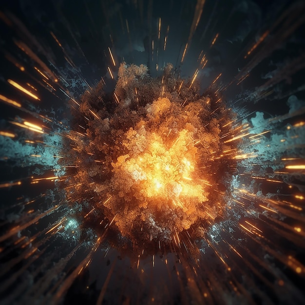 Foto ein digitales gemälde einer explosion mit dem wort „explosion“ darauf