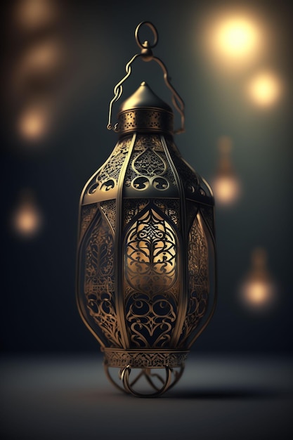 Ein digitales Gemälde einer Lampe mit den Worten Ramadan darauf