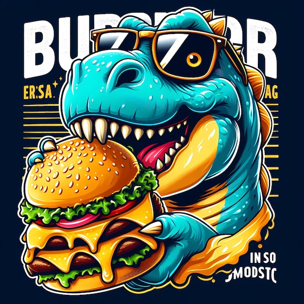 Foto ein dinosaurier mit brille und ein blaues hemd mit brille