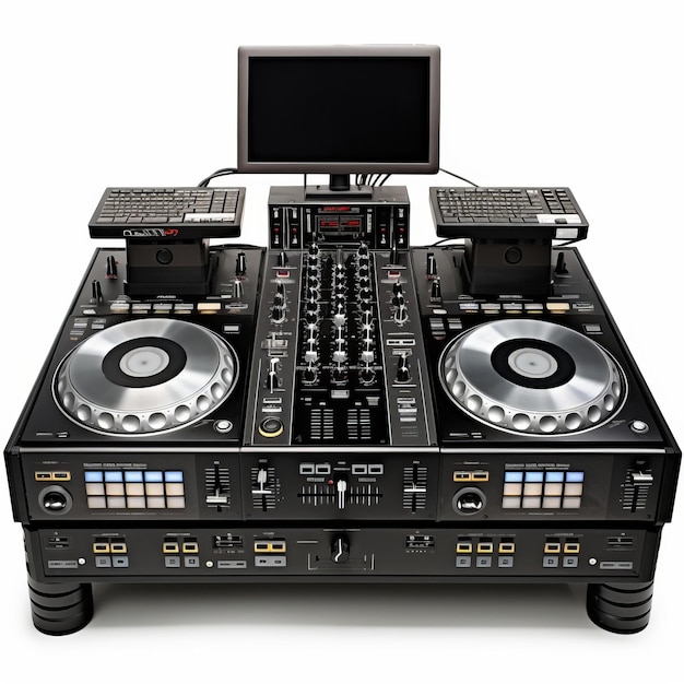 Foto ein dj-turntable mit einem monitor drauf