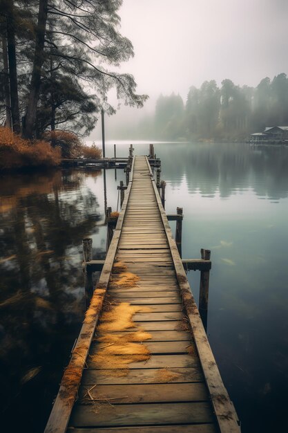 Foto ein dock über einem see