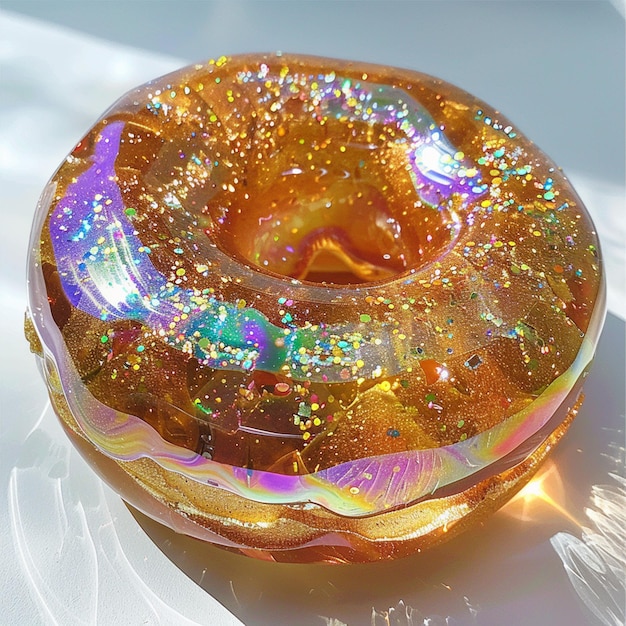 ein Donut mit einem Spritz von Glitter generativ ai