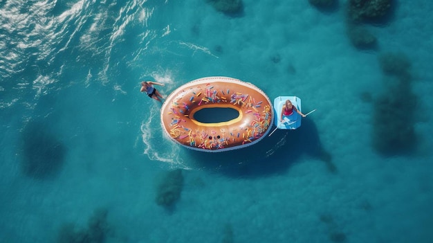 ein Donutboot in der Luftansicht