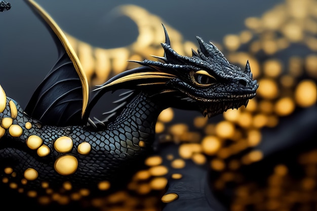 Ein Drache mit goldenen Flügeln und goldenen Flügeln