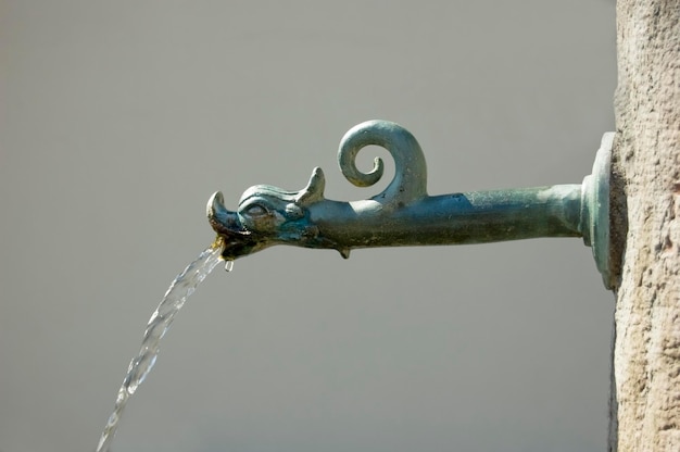 Ein Drache speit Wasser aus einem Brunnen