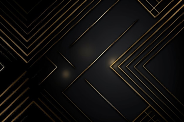 Ein dunkler Hintergrund mit goldenen Linien und Quadraten, generative KI