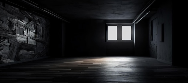 Ein dunkler Raum mit einem Licht am Fenster, das sagt: „Das Licht ist an. '